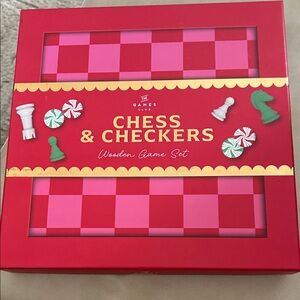 Red Chess & Checkers Wooden Game Set